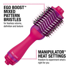Bed Head One Step Volume Dryer heat settings show versatile styling for many hair types.