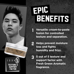 Bed Head Pure Texture Molding Paste on towel-dried hair delivers controlled hold and separation.