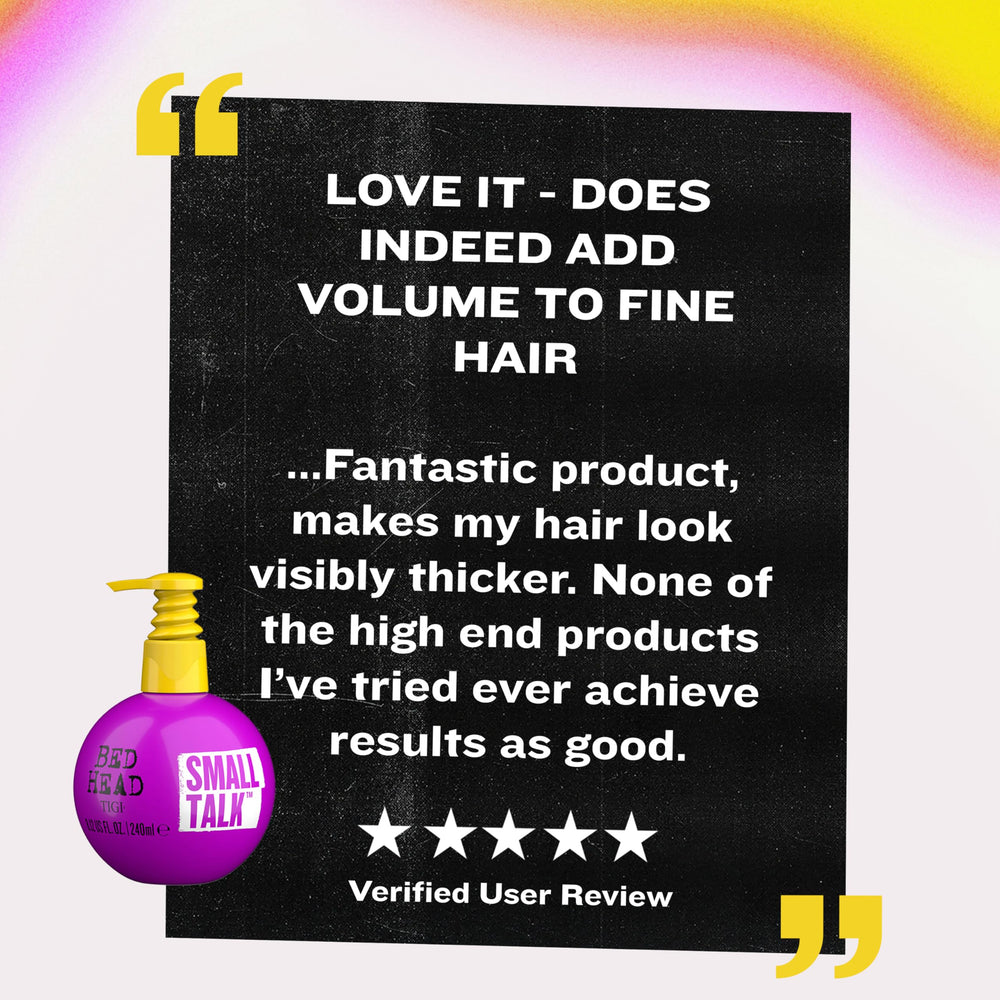 Bed Head Small Talk mini 3-in-1 after-use sleek style finish.