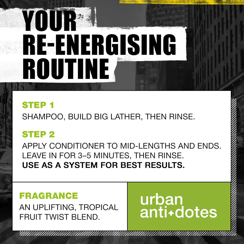 Bed Head Urban Antidotes packaging shows 750ml bottles for long-lasting use