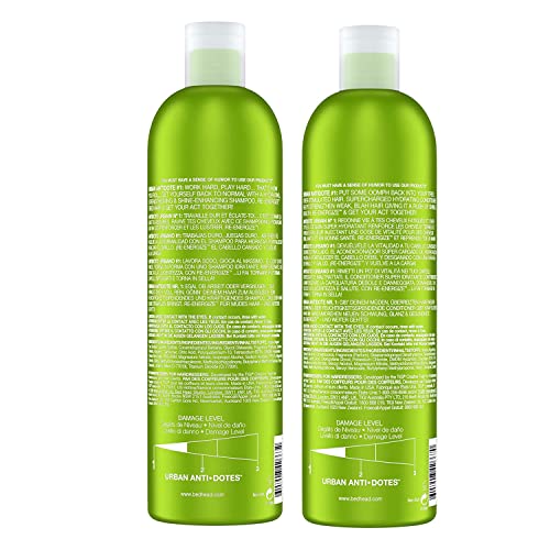 Bed Head Re-Energize conditioner bottle pouring smooths and detangles for softer hair