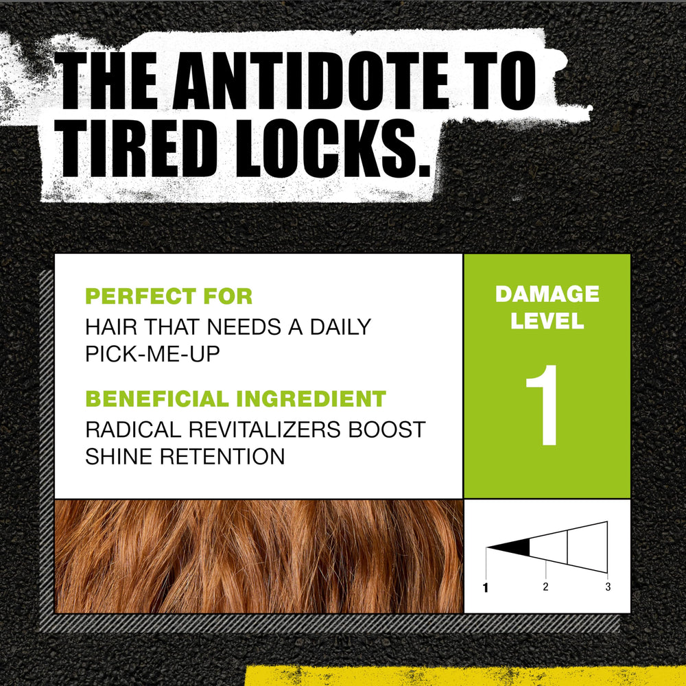 Bed Head Re-Energize conditioner swirl demonstrates detangling and smoothing