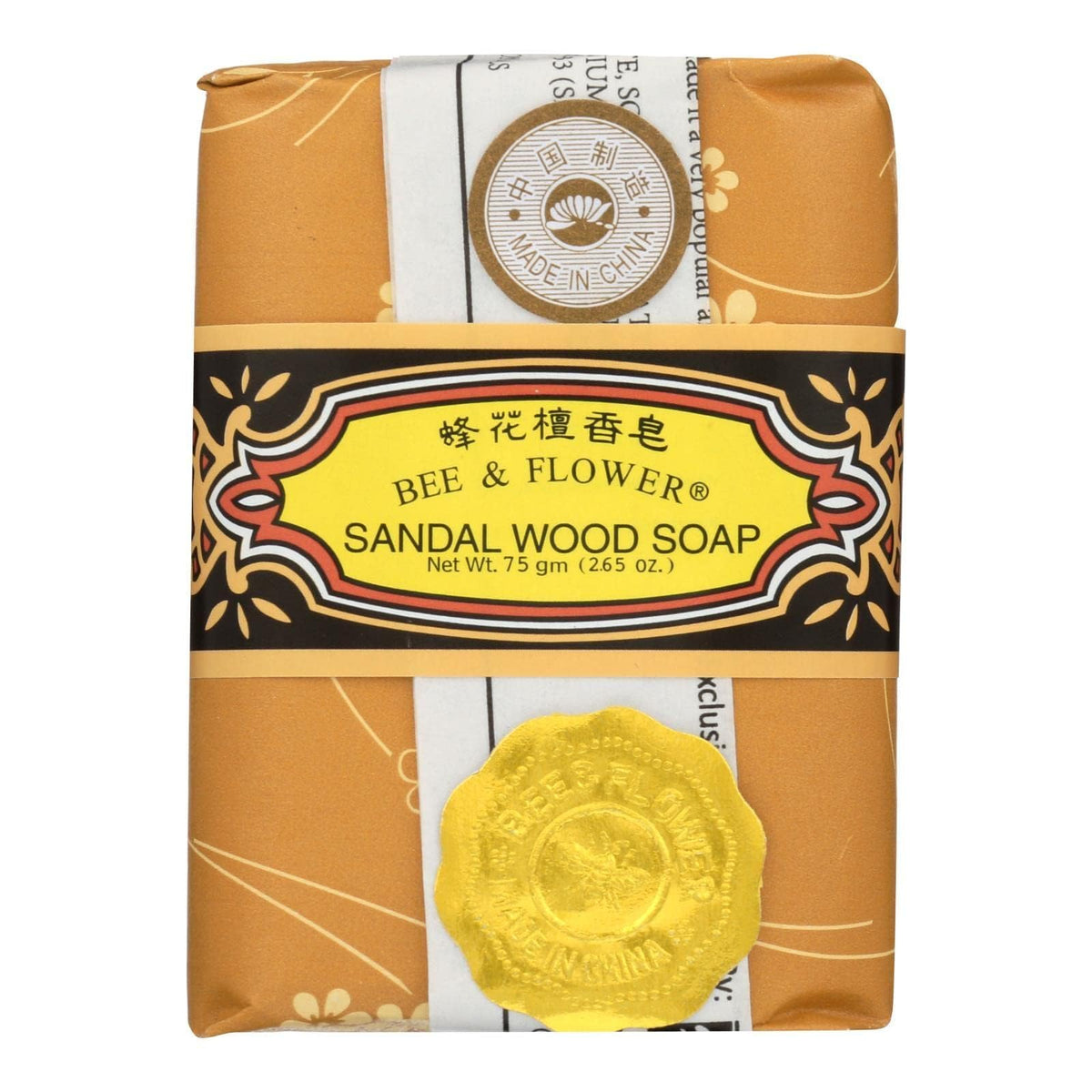 Bee & Flower Chinese Sandalwood soap close-up showing rich lather and calming aroma.