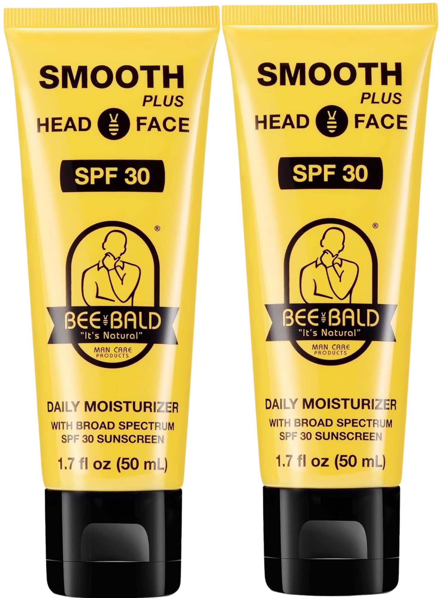 Bee Bald Smooth Plus bottle front showing SPF 30 protection for head and face skin.