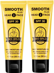 Bee Bald Smooth Plus bottle front showing SPF 30 protection for head and face skin.