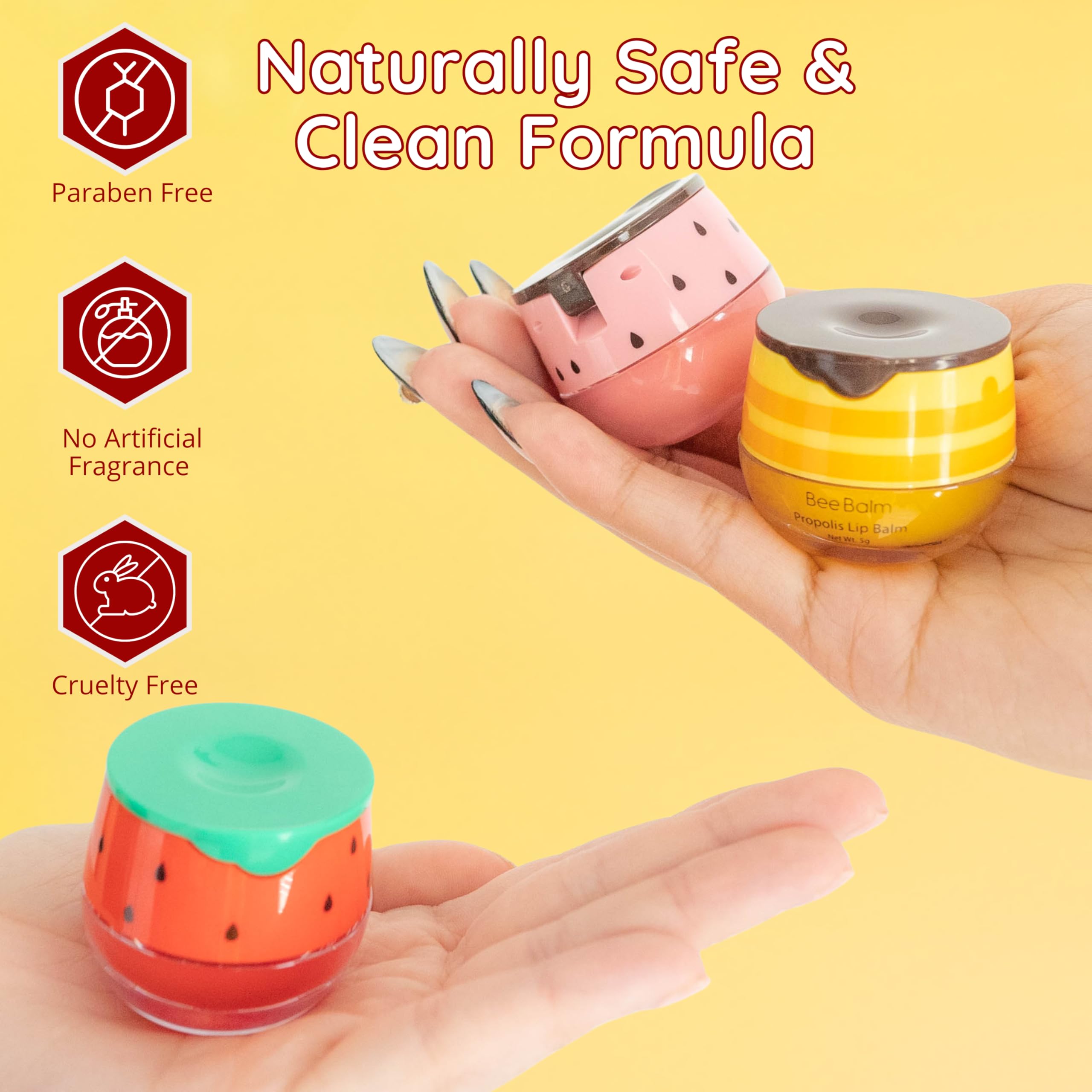 Bee Balm Original lip balm strawberry flavor swipe adds smoothness during busy mornings.