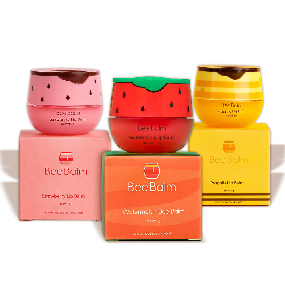 Bee Balm Original lip balm tube closeup highlights deep hydration for dry lips.