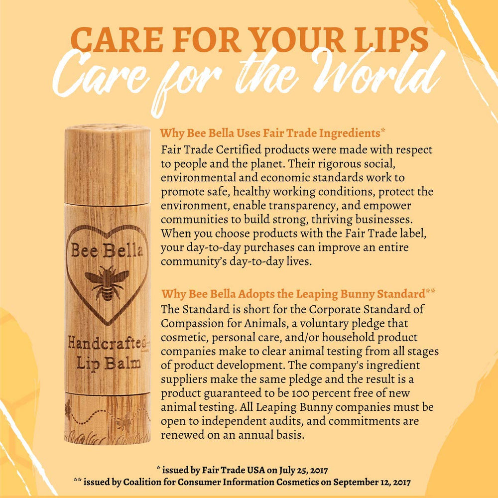 Bee Bella Lip Balm Peppermint protective barrier application on lips against wind and dryness.