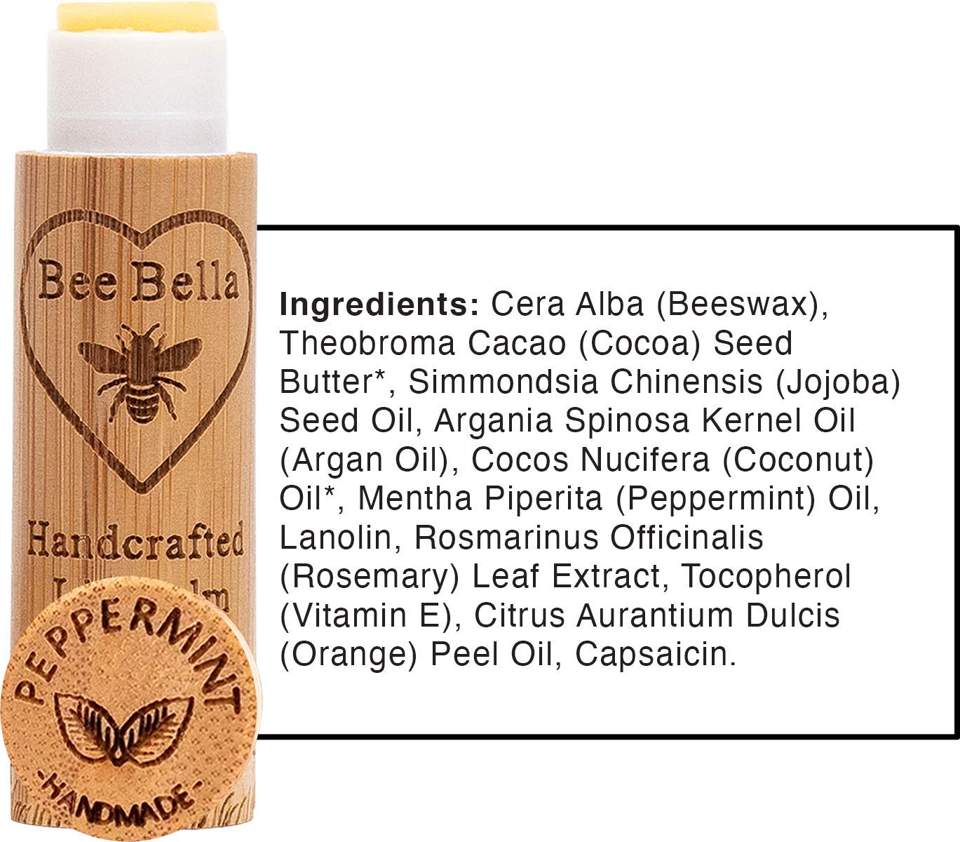 Bee Bella Lip Balm Peppermint pack-02 shows three pack packaging for easy gifting and travel.