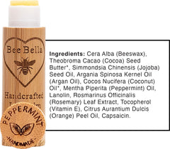 Bee Bella Lip Balm Peppermint pack-02 shows three pack packaging for easy gifting and travel.