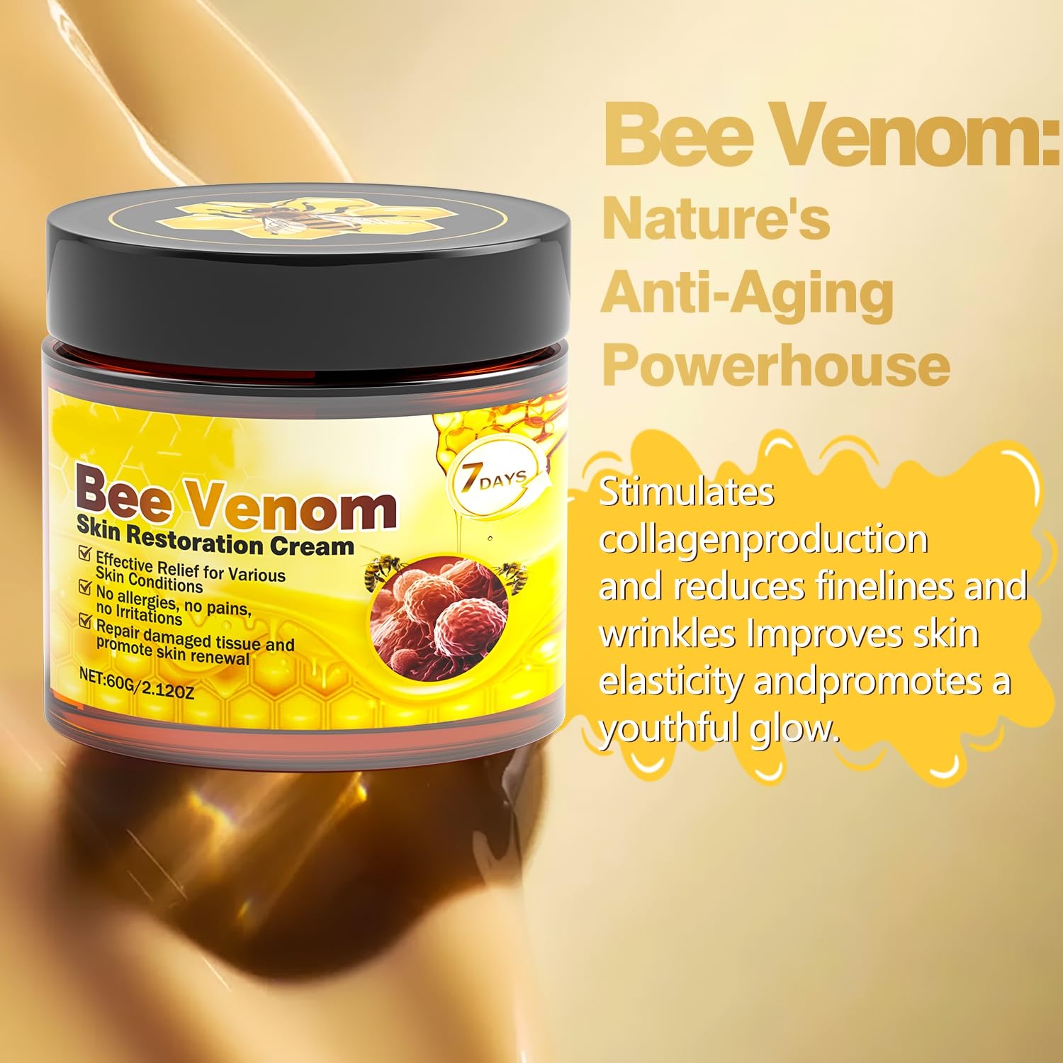 Bee Venom Cream Manuka Honey close-up highlighting nourishing skin benefits