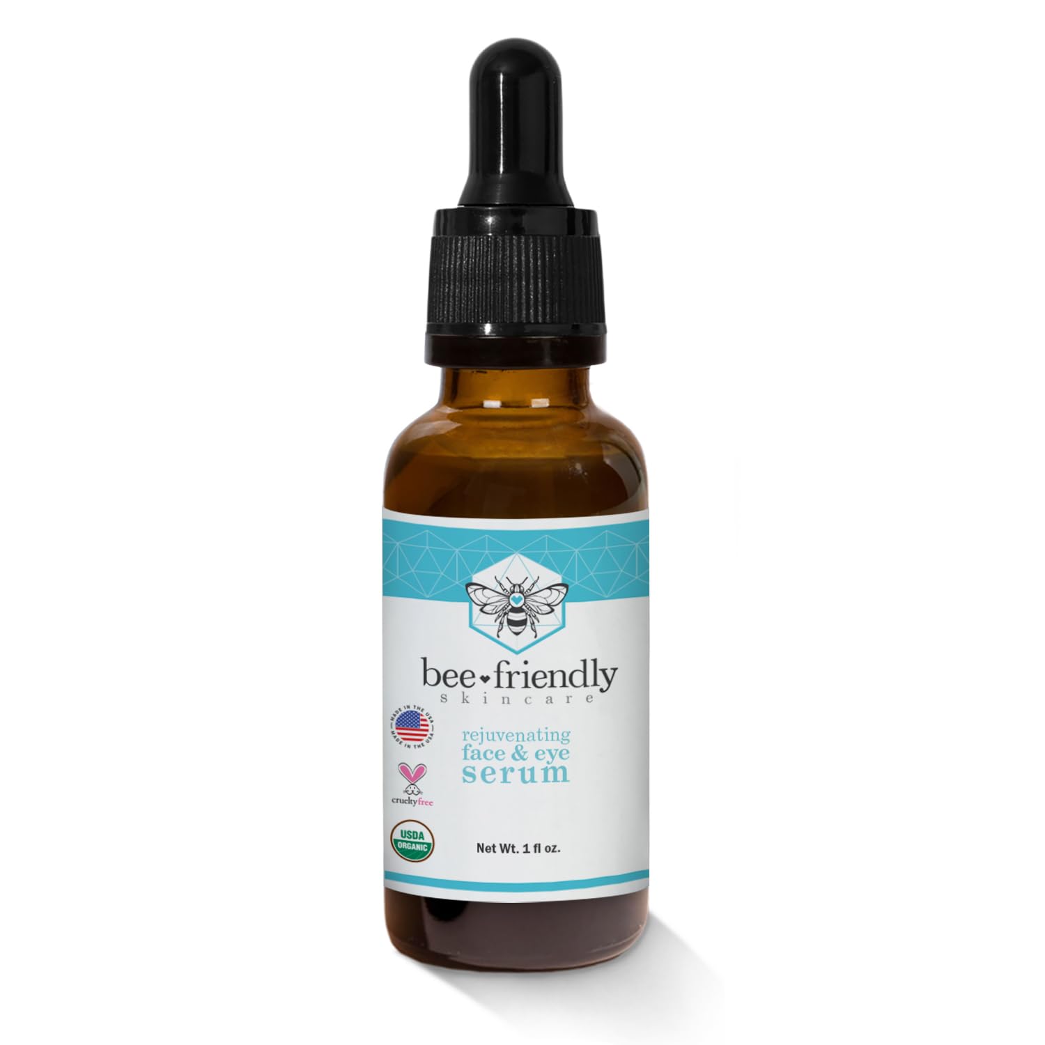 BeeFriendly serum applied around the eye area for gentle care.