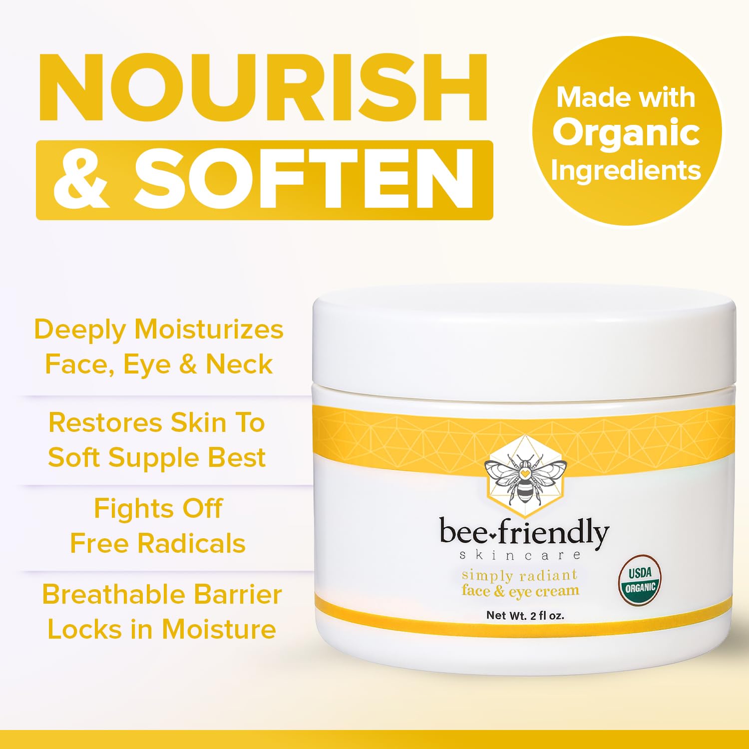 BeeFriendly cream texture on fingertips demonstrating quick absorption and smooth application.