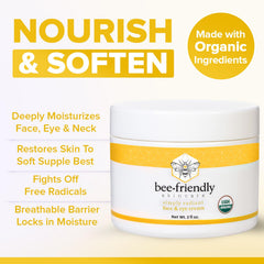 BeeFriendly cream texture on fingertips demonstrating quick absorption and smooth application.