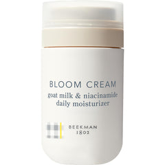 Beekman 1802 Bloom Cream jar close-up showing lightweight hydration for all skin types