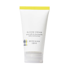 Beekman 1802 Bloom Cream tube closeup showing lightweight hydration.