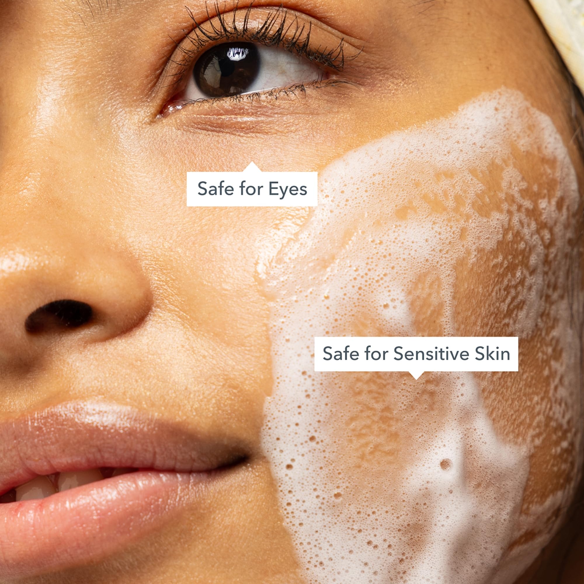 Swirl of cleanser and makeup remover in one bottle for 2-in-1 efficiency