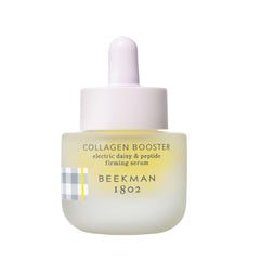 Beekman 1802 electric daisy serum bottle highlights a firming, collagen-boosting skincare option