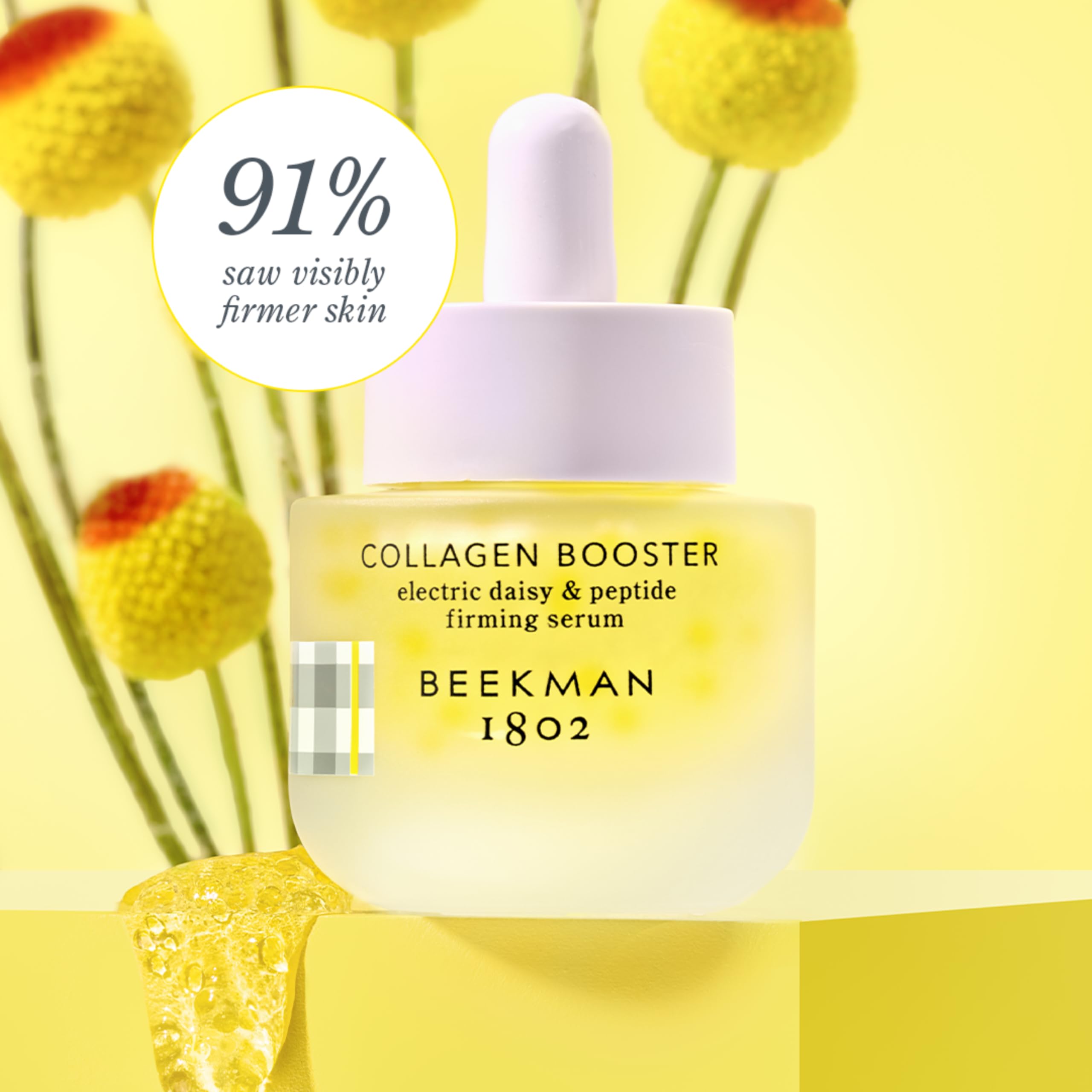 Beekman 1802 electric daisy serum drops shown for quick morning application