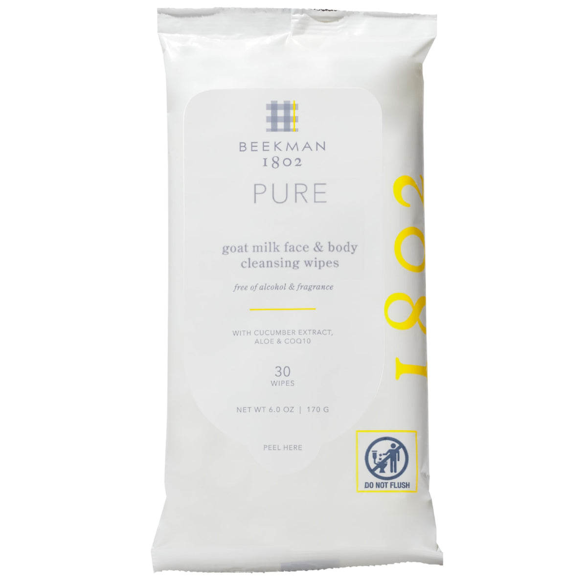 Beekman 1802 face wipes fragrance-free front pack for on-the-go cleansing
