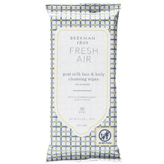 Beekman 1802 Face & Body Wipes Fresh Air packaging—on-the-go cleansing for busy days.