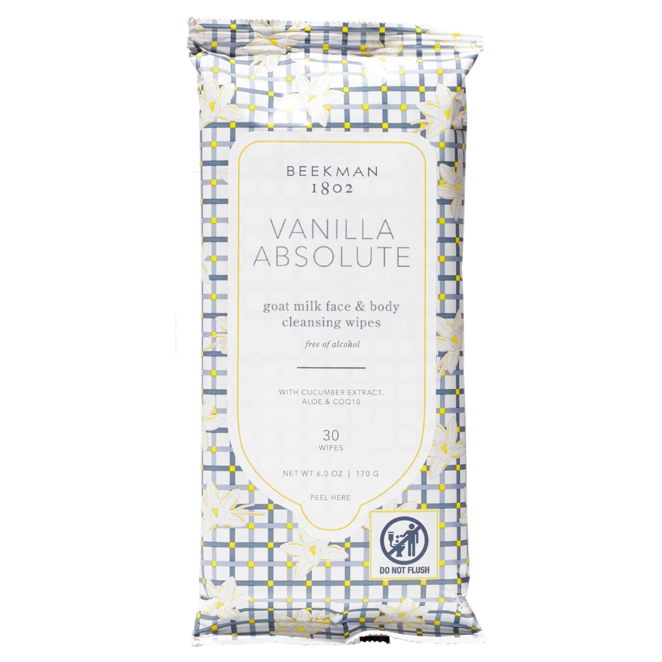 Beekman 1802 Face Wipes Vanilla Absolute packshot for on-the-go cleansing with goat milk