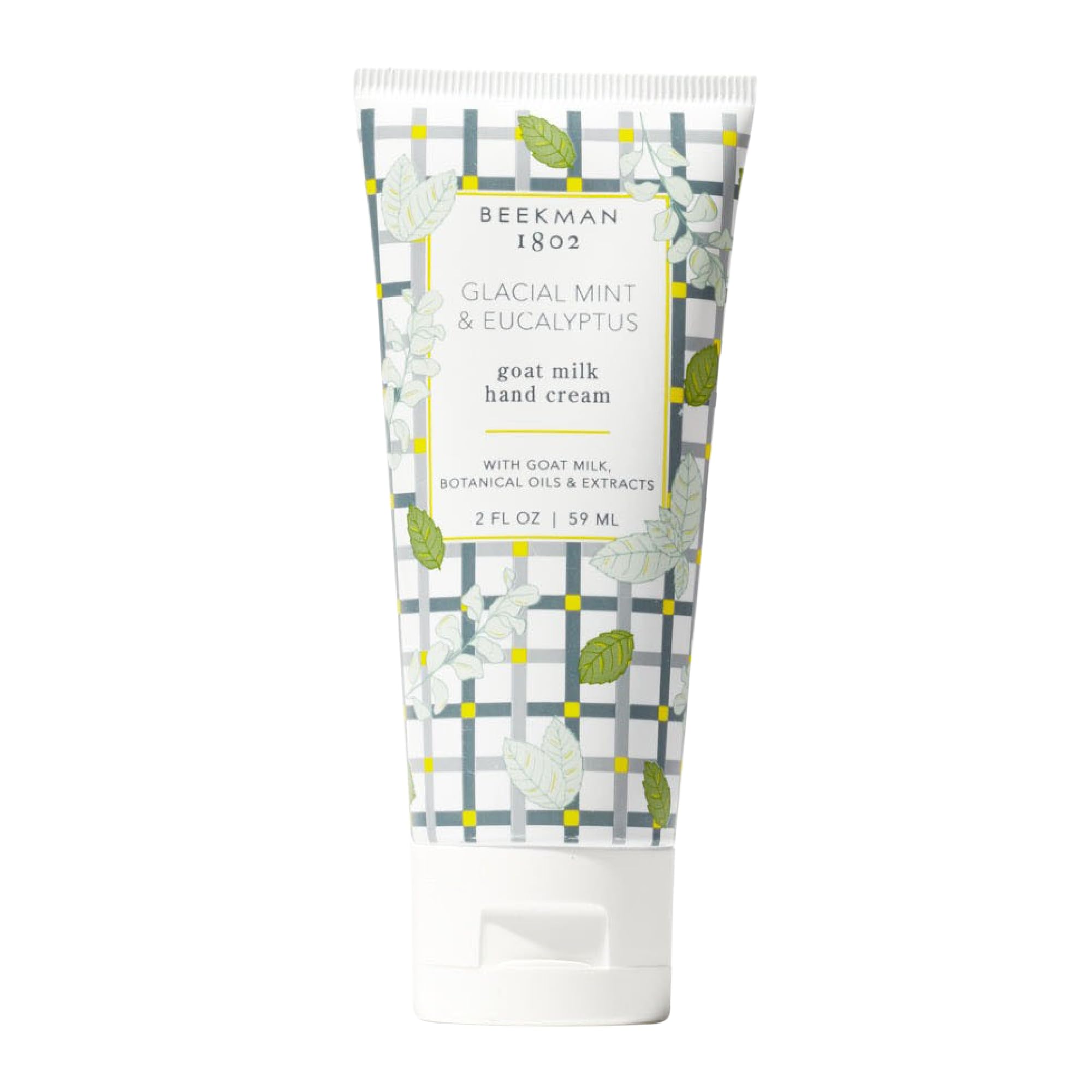 Beekman 1802 Glacial Mint & Eucalyptus hand cream bottle showing creamy hydration for daily use