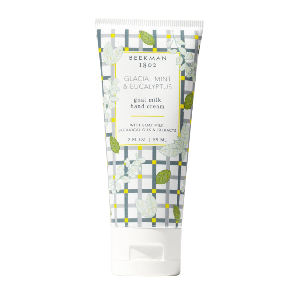 Beekman 1802 Glacial Mint & Eucalyptus hand cream bottle showing creamy hydration for daily use
