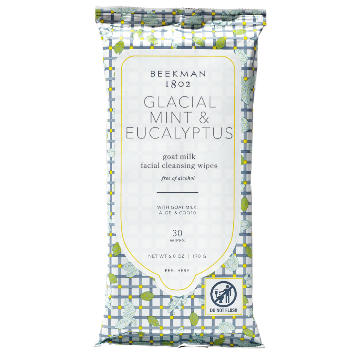 Beekman 1802 wipes pack close-up for a refreshing on-the-go cleanse