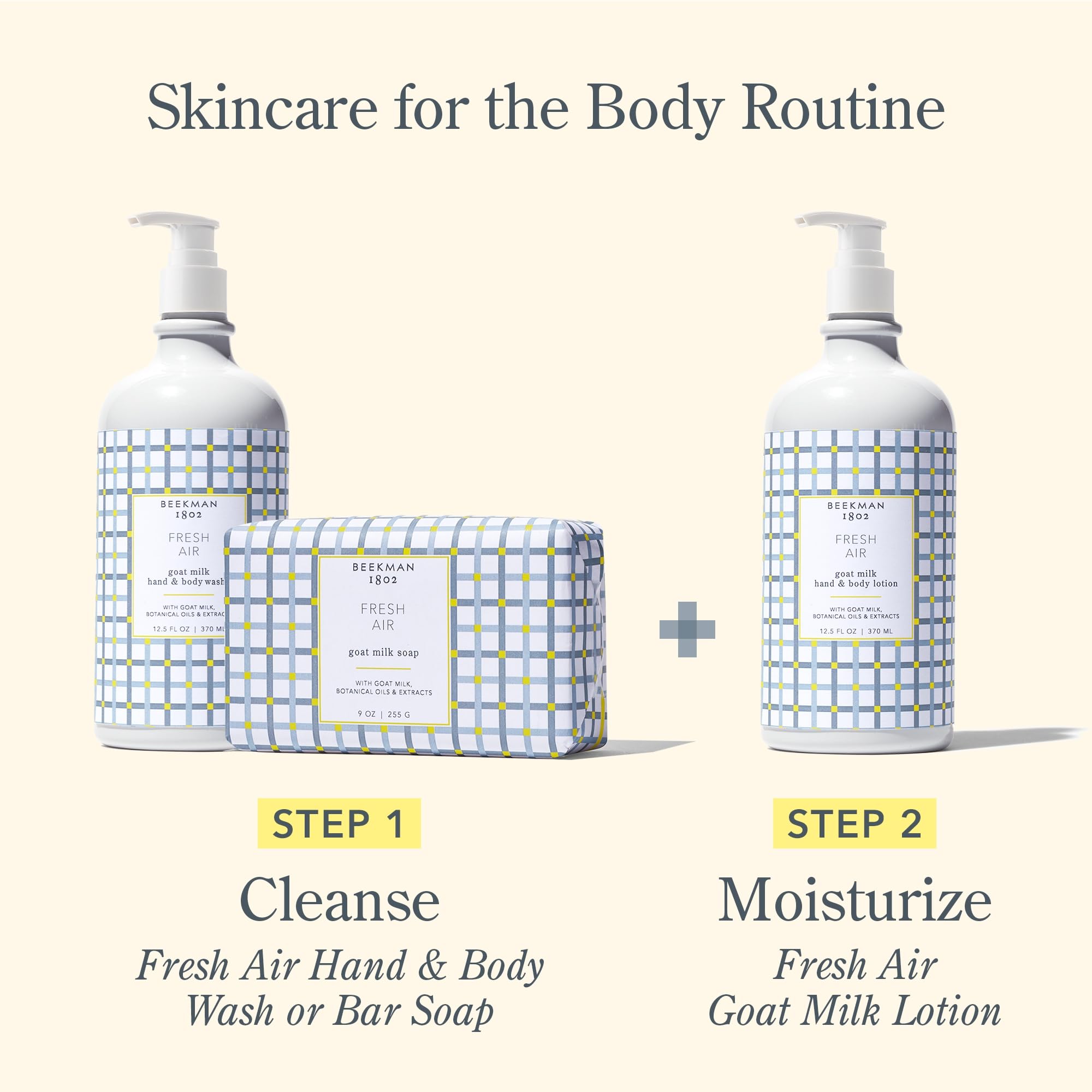 Beekman 1802 Goat Milk Body Lotion packaging variation highlights cruelty-free convenience