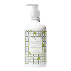 Beekman 1802 goat milk hand wash glacial mint pump delivers refreshing cleansing.