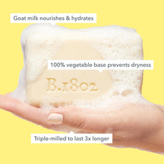 Beekman 1802 Honeyed Grapefruit soap bubbles delivering hydration and smooth skin