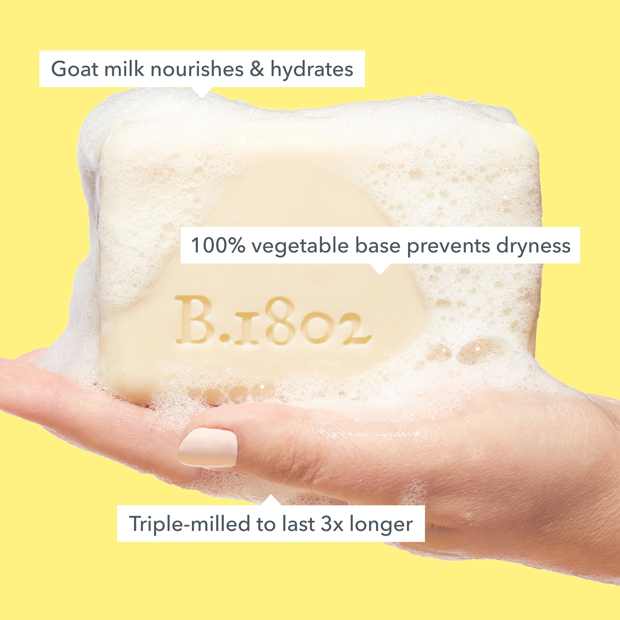 Beekman 1802 goat milk soap bar texture close-up shows creamy moisture