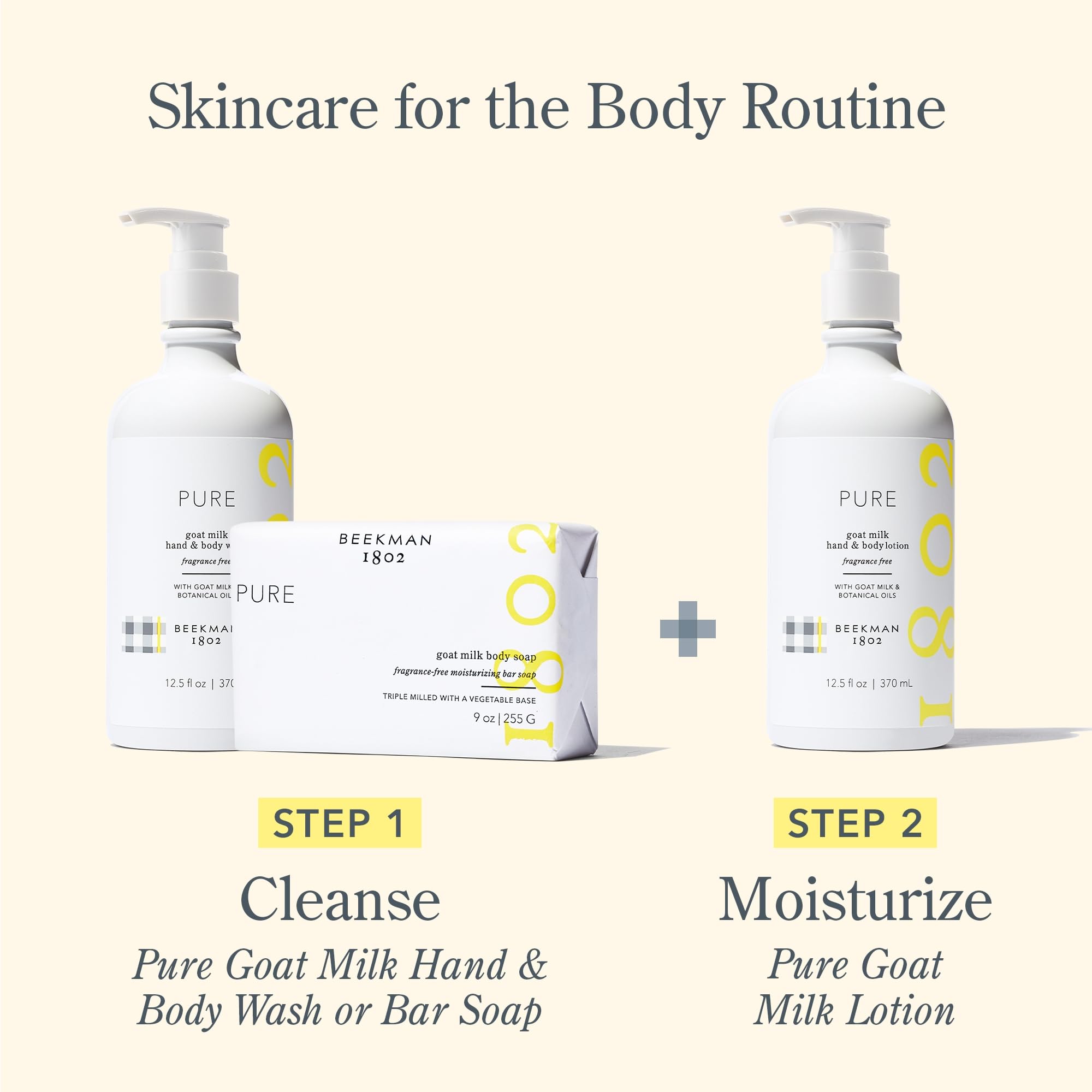 Beekman 1802 Lather shot — creamy cleanse with microbiome-friendly formula.