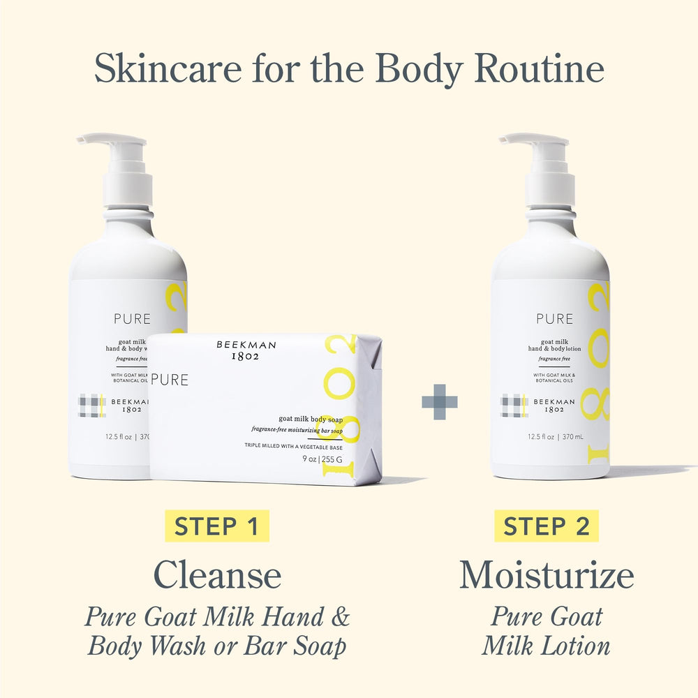 Beekman 1802 Lather shot — creamy cleanse with microbiome-friendly formula.
