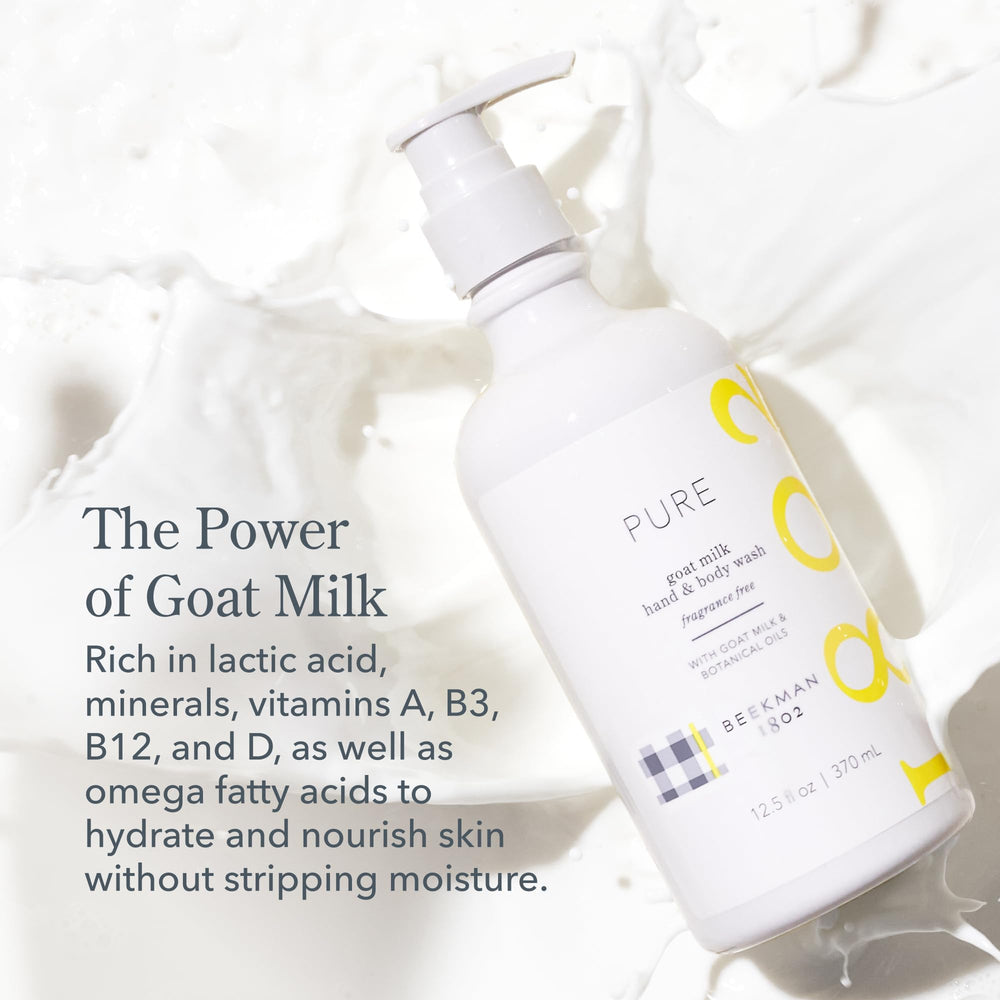 Beekman 1802 Pure Hand Wash label — fragrance-free formula for sensitive skin.