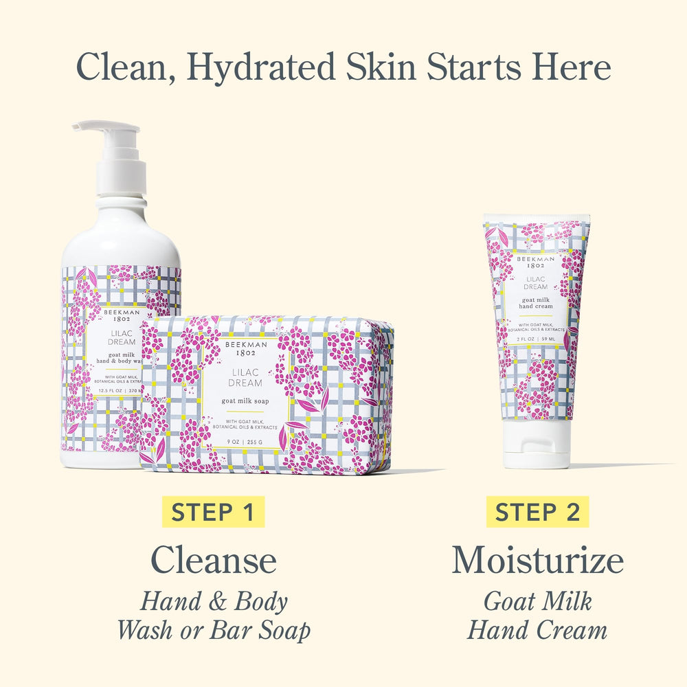 Beekman 1802 Lilac Dream Hand Cream lilac scent for soothing routine.