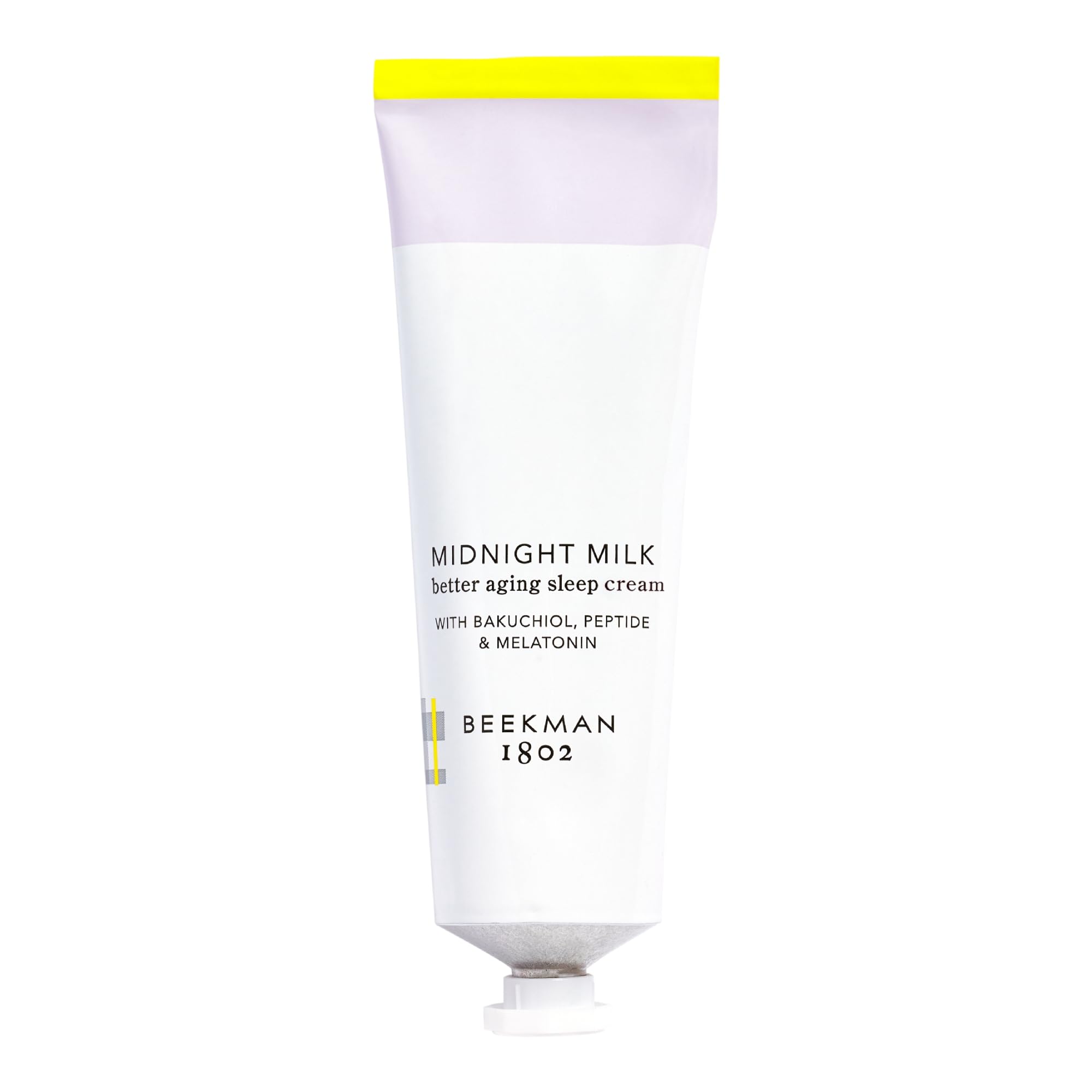 Beekman 1802 Midnight Milk sleep cream tube delivers overnight hydration for plump morning skin