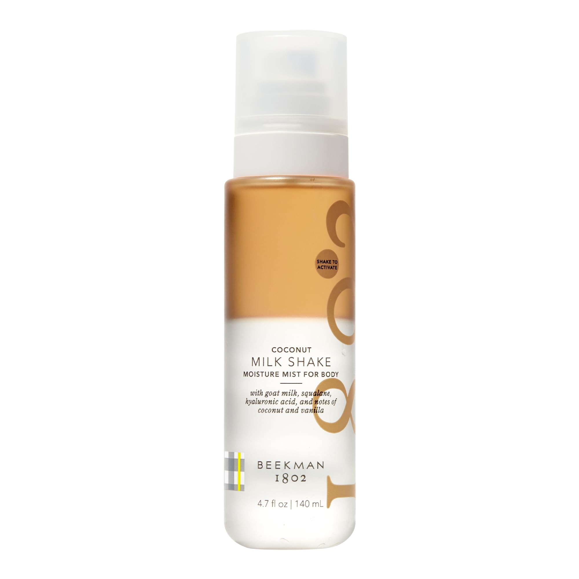 Beekman 1802 Milk Shake Body Mist Coconut Cream bottle ready for daily hydration.