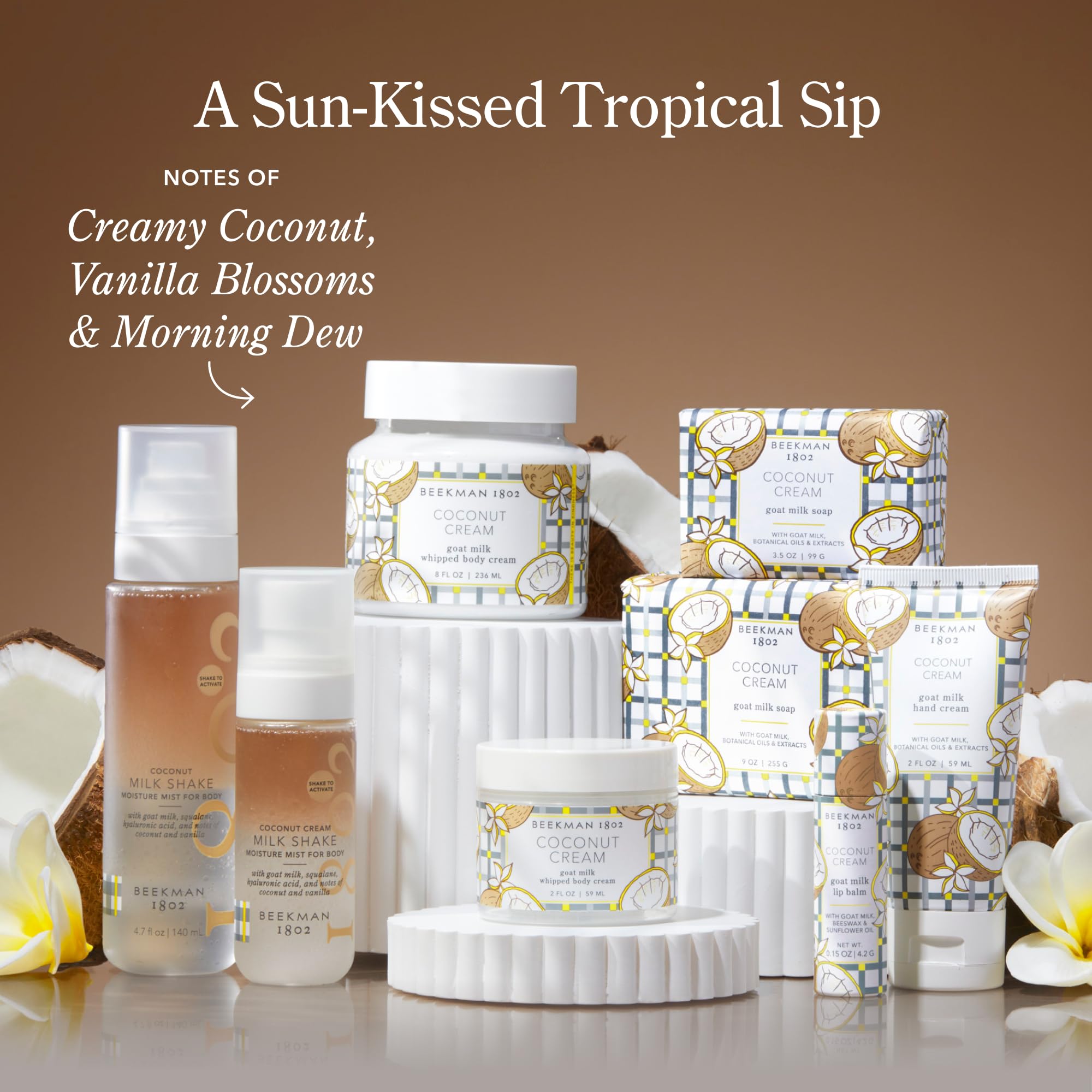 Beekman 1802 Milk Shake Body Mist Coconut Cream cruelty-free assurance label.
