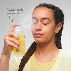 Beekman 1802 Milk Shake Face Mist label close-up highlighting fragrance-free formula