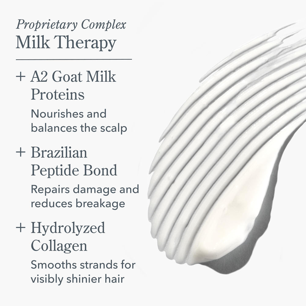 Beekman 1802 Milk Therapy Peptide Conditioner creamy dispense ideal for easy, even application.