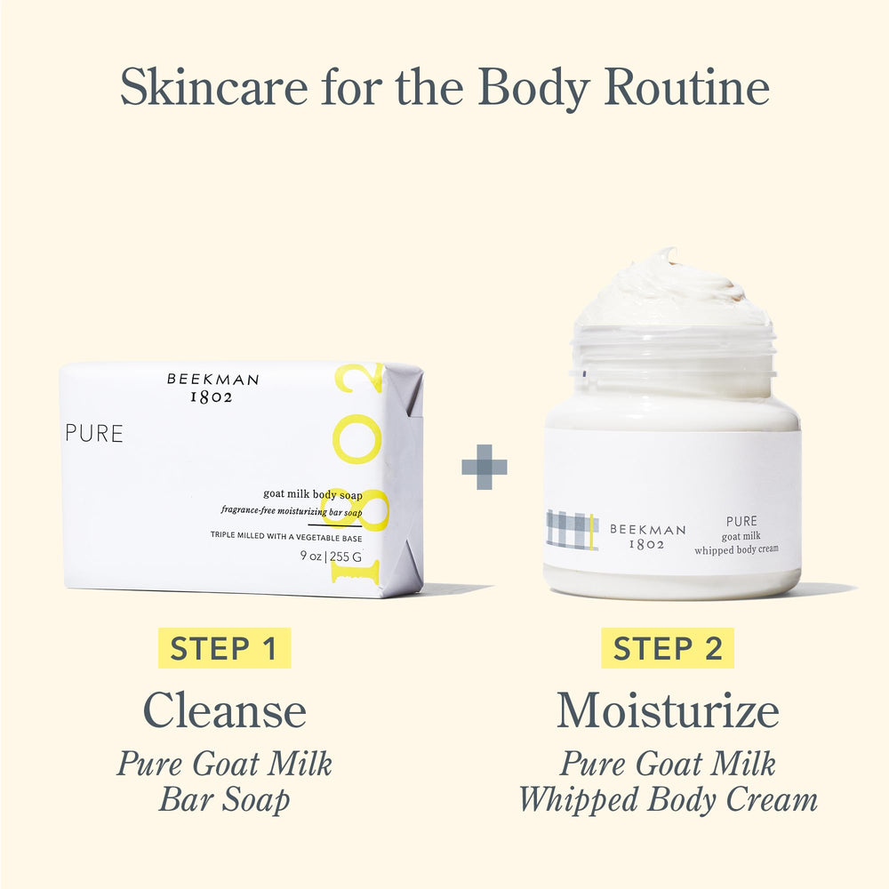 Beekman 1802 soap bubbles and pour illustrate gentle cleanse ritual