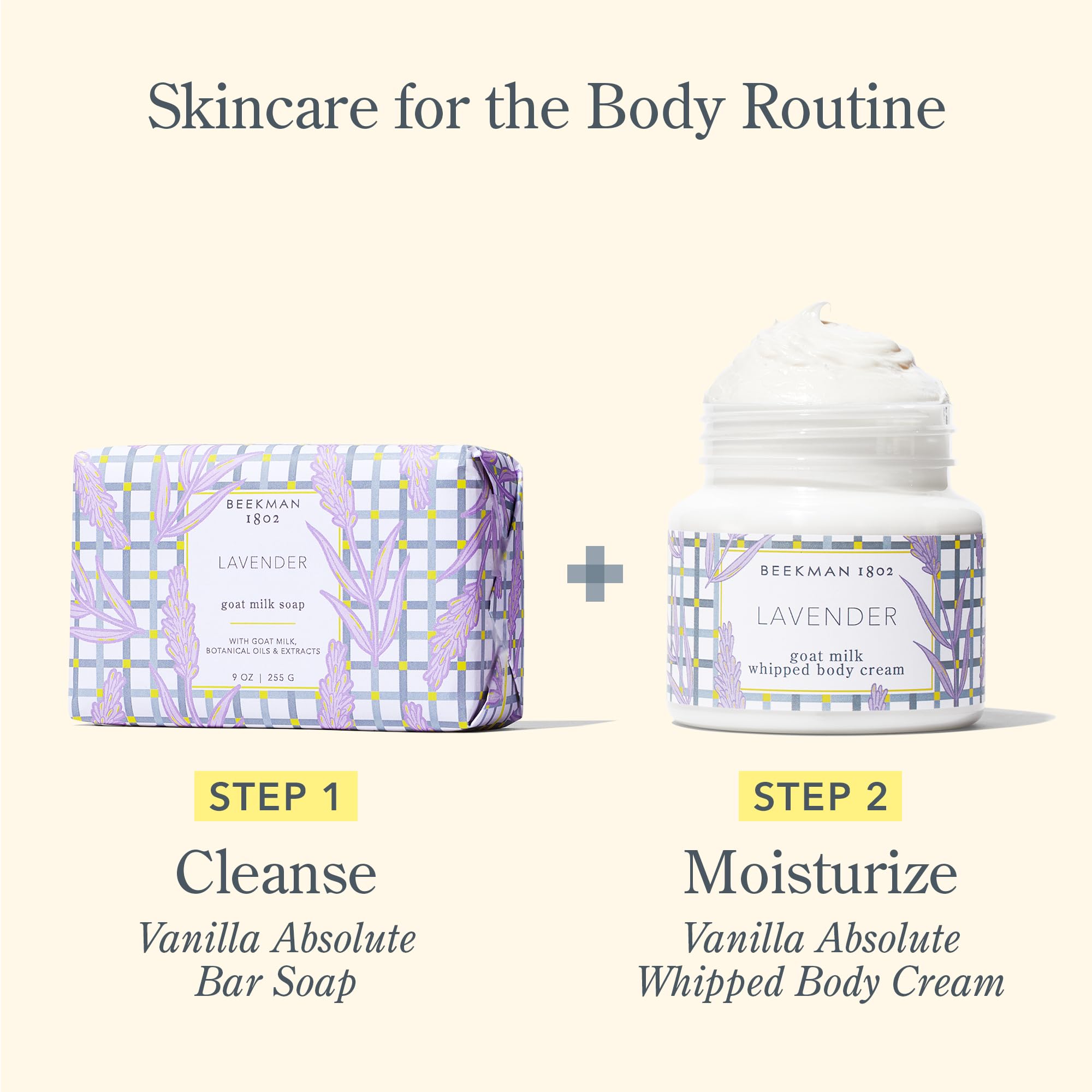 Beekman 1802 spa-like bathroom moment with product on shelf