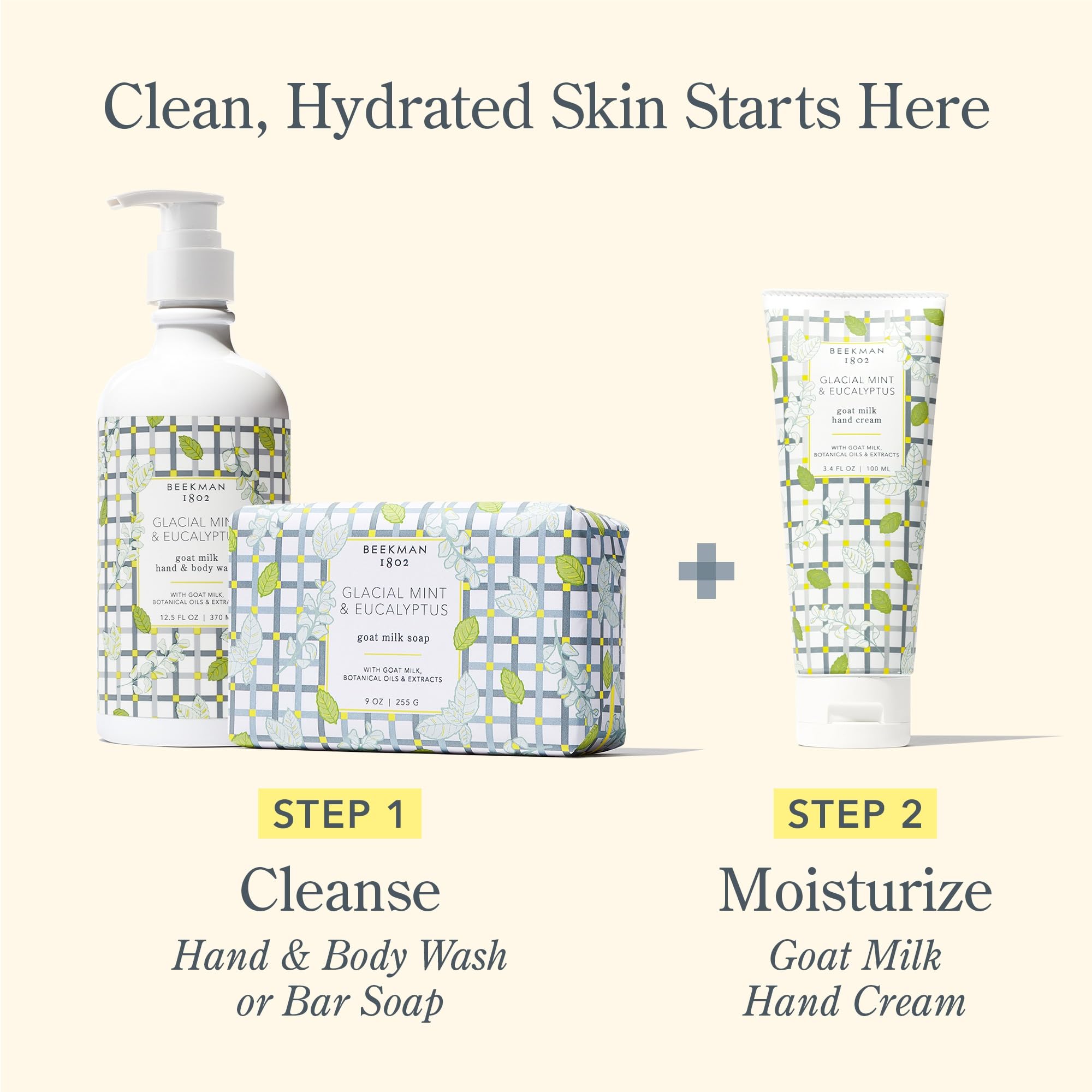 Beekman 1802 spa-inspired mint eucalyptus scent aroma for refreshing hand care