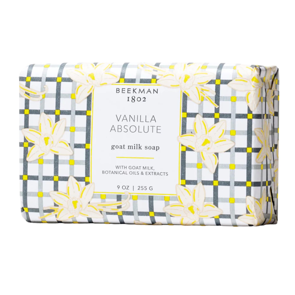 Beekman 1802 Vanilla Absolute bar lather provides creamy cleansing for sensitive skin.