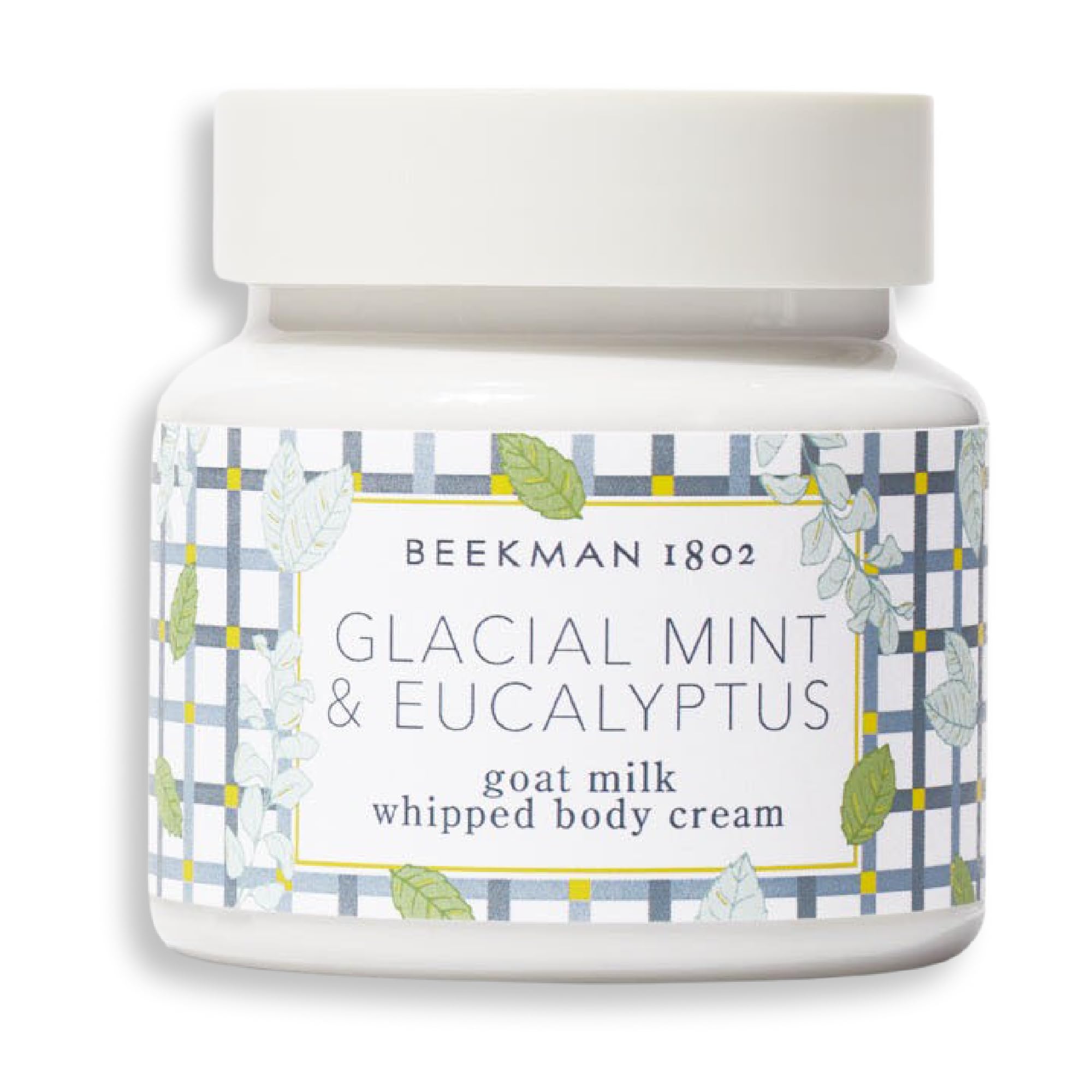 Beekman 1802 Whipped Body Cream jar closeup shows rich hydration