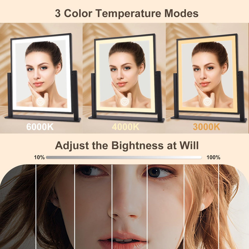 Beelux vanity mirror featuring 360-degree rotation for flexible viewing angles.