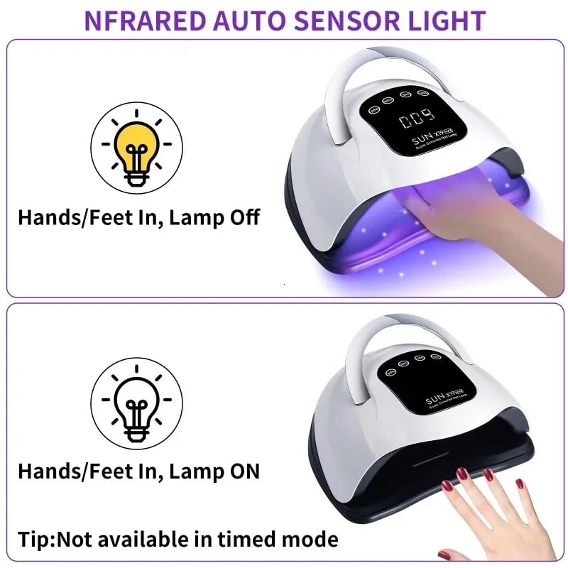 Beenle 320W lamp in-use image illustrates fast dry times and salon-like results at home