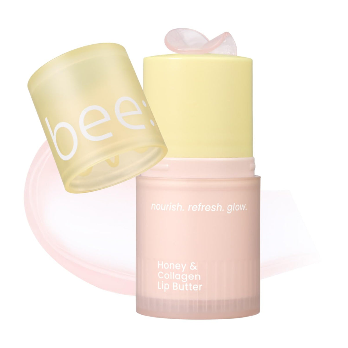 Beenuvo Honey & Collagen Lip Butter jar closeup showing rich hydration for daily lips.